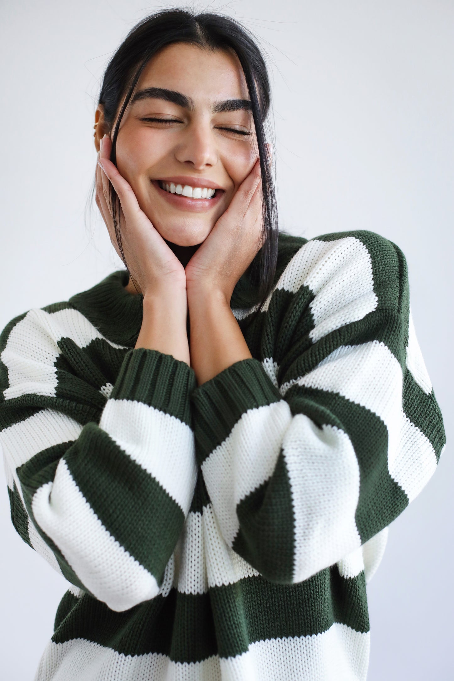 Cozy Striped Sweatshirt in Olive
