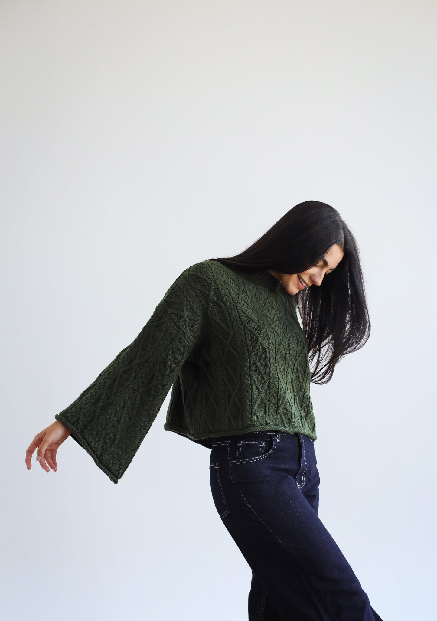 Heartwarming Cable Sweater in Olive