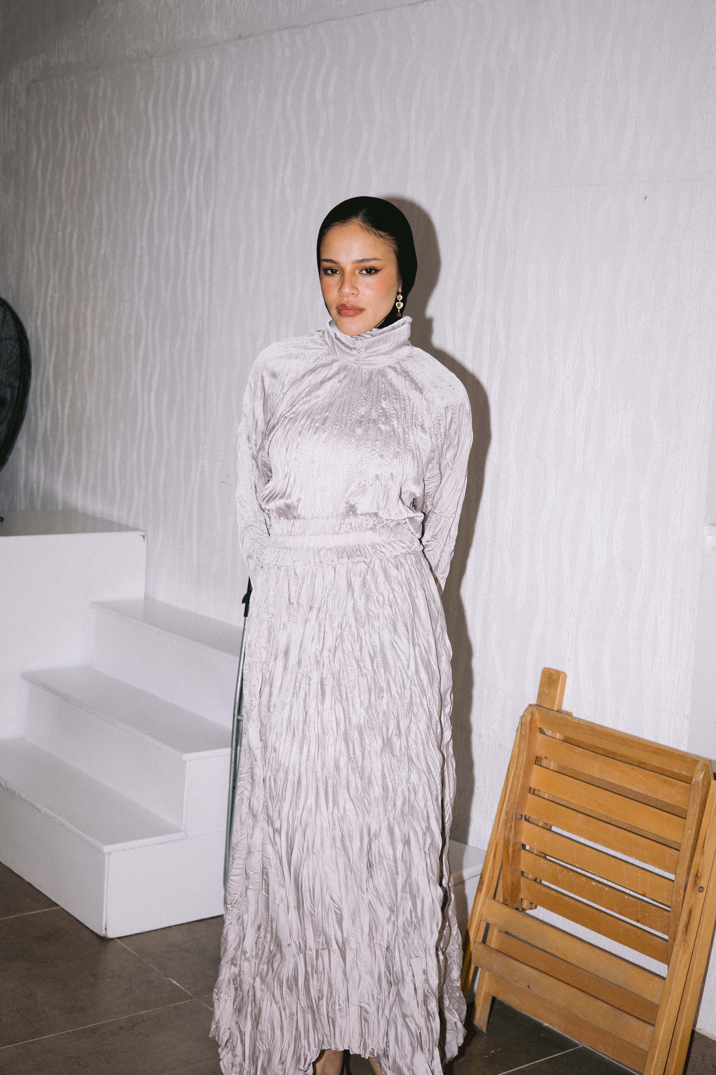 Living The Dream Crushed Dress in Silver