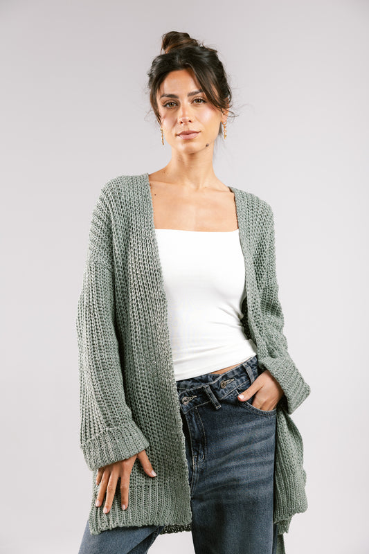 Crystal Skies Crochet Cardigan - Olive