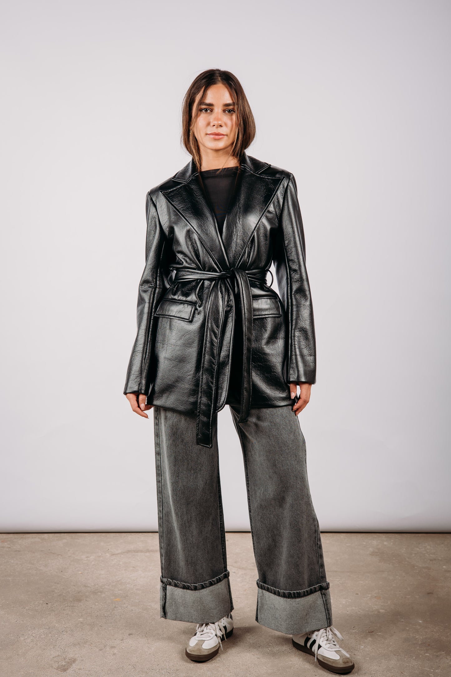 Going Places Leather Blazer - Black