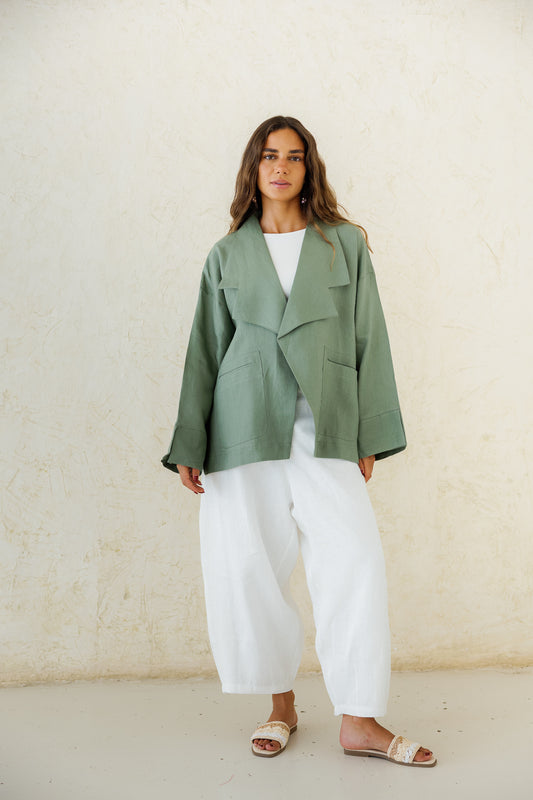 Full of Sunshine Linen Cardigan - Sage