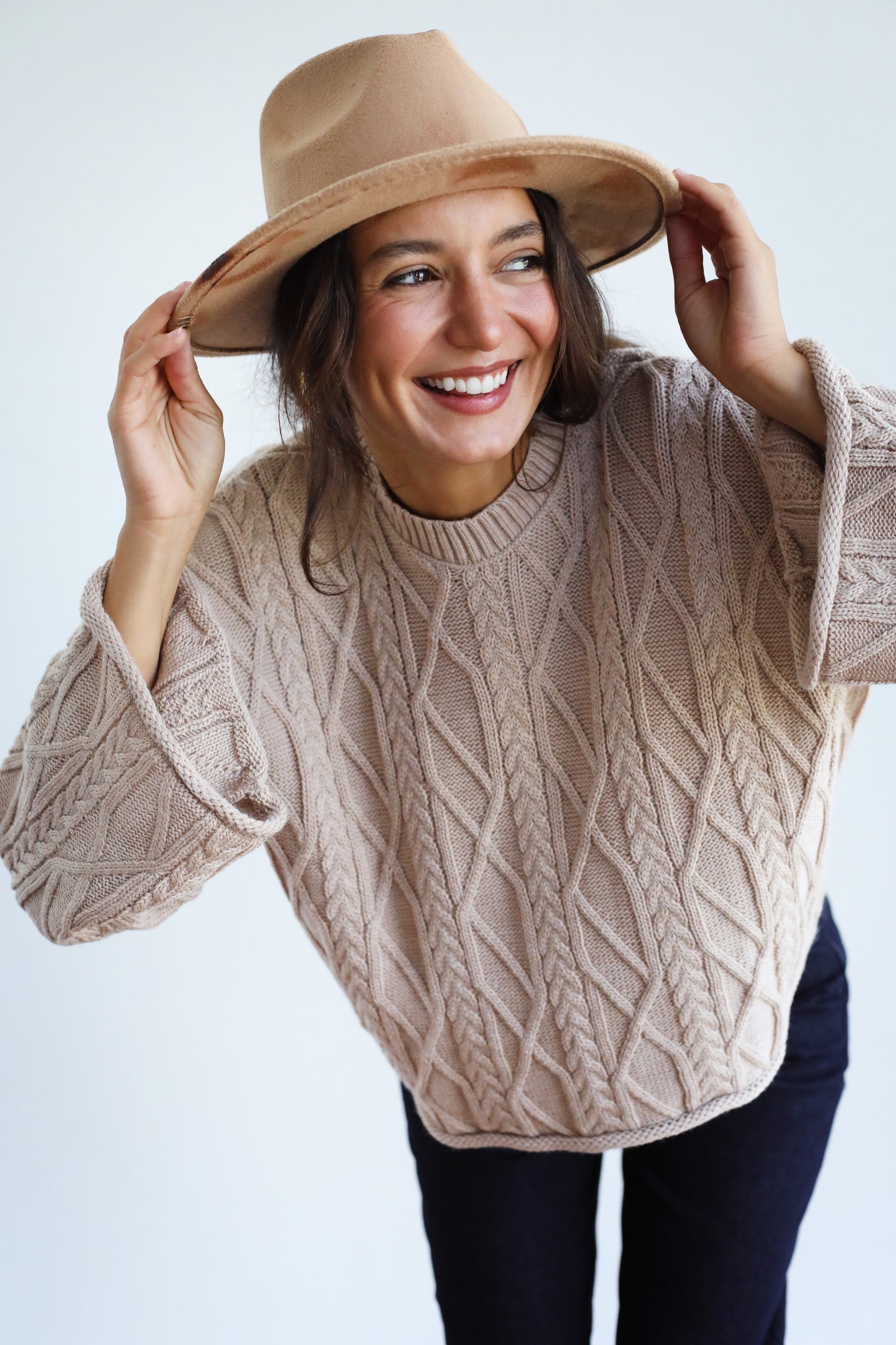 Heartwarming Cable Sweater in Beige