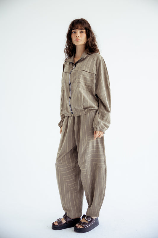 Now or Never Striped Set - Olive