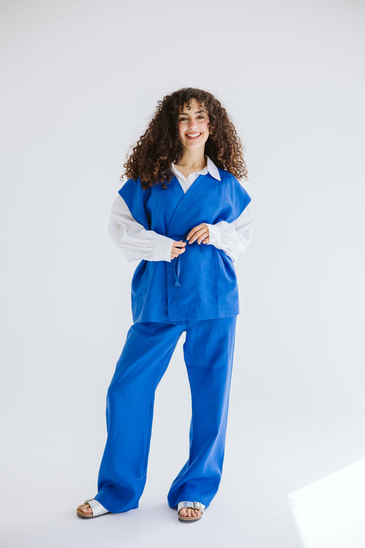 Beach Vibes Linen Pants - Royal Blue