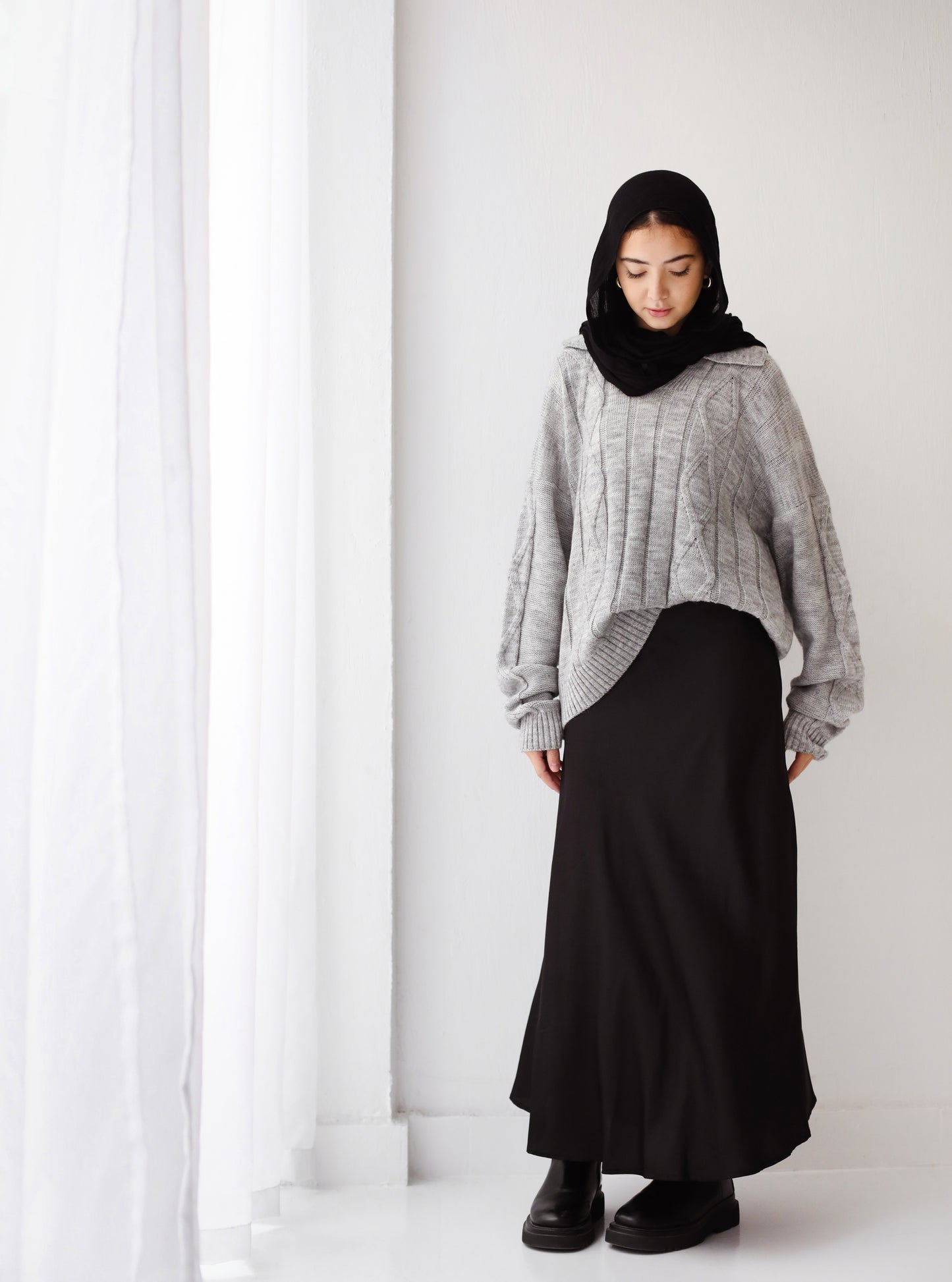 Heartwarming Cable Sweater in Grey