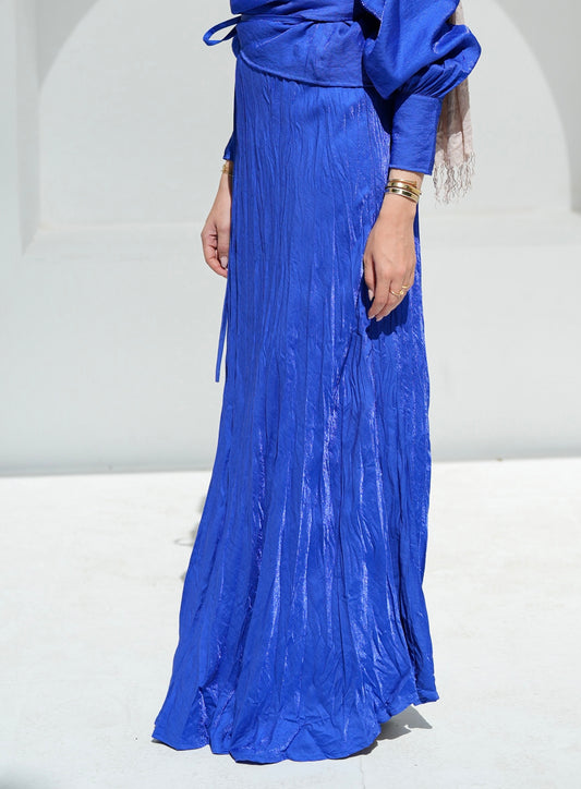 Crushed Shimmery Skirt in Royal Blue