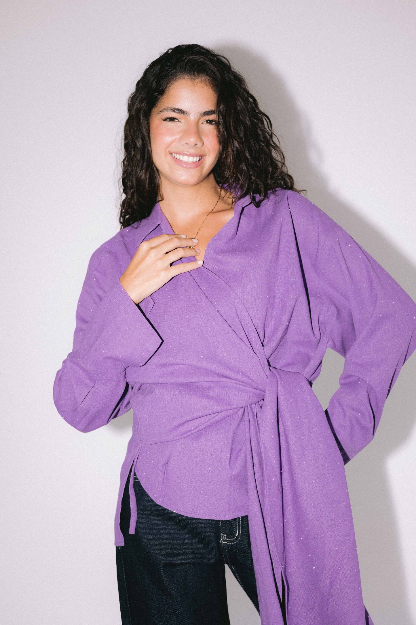 Studded Wrapped In A Dream Top - Purple