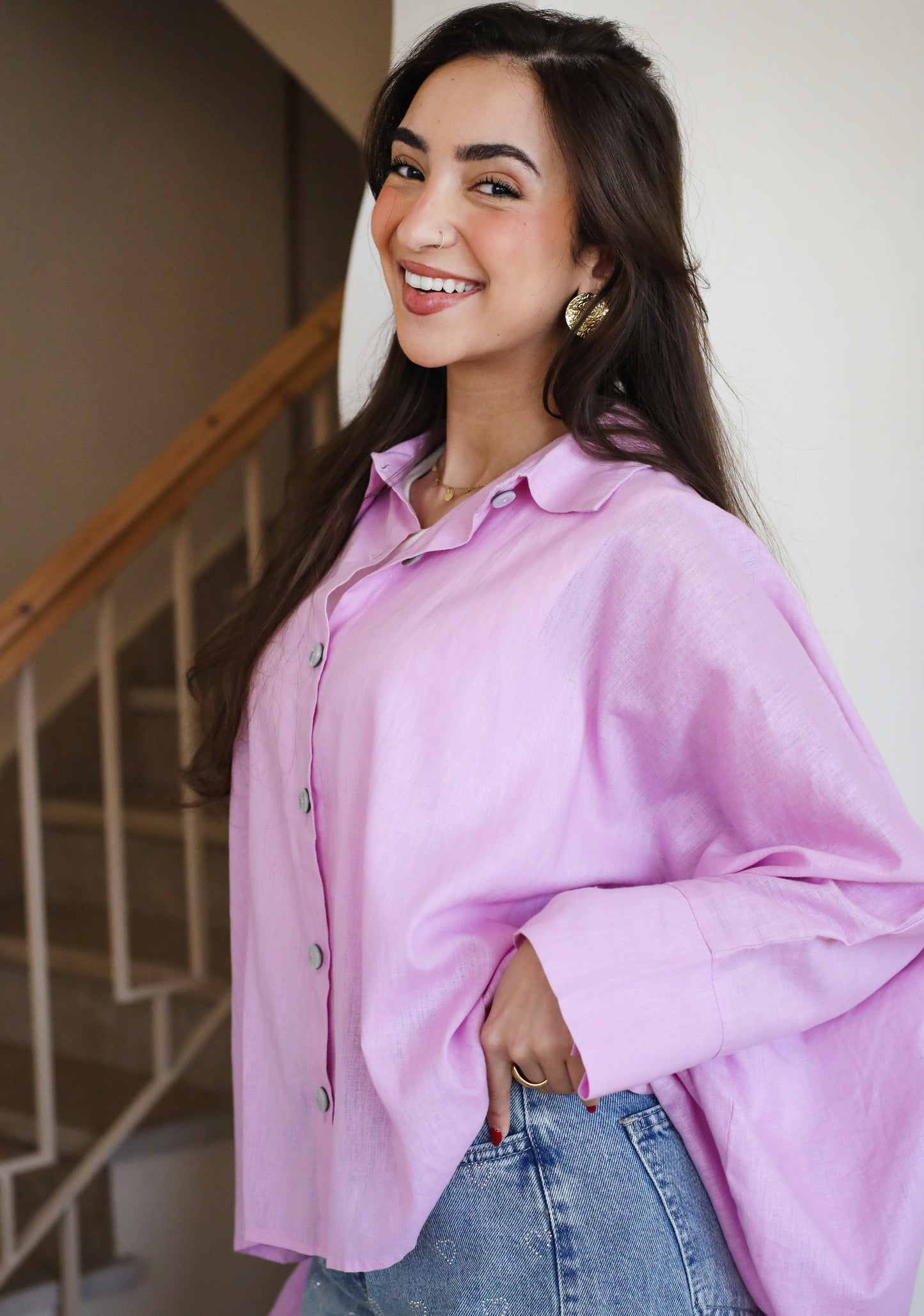 City Diaries Linen Cape in Lilac