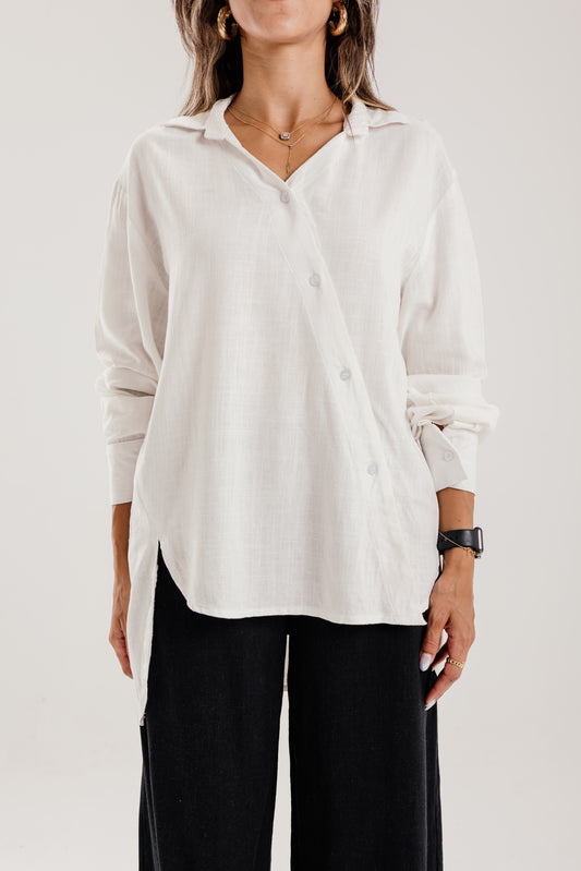 Side Buttons Shirt in White