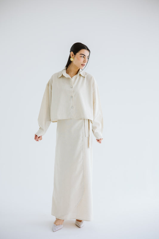 Dazzled Linen Set - Beige