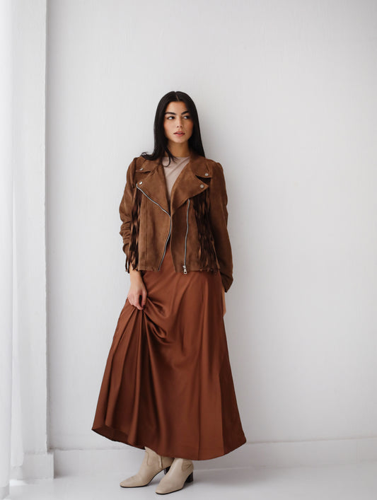 Satin Skirt in Brown