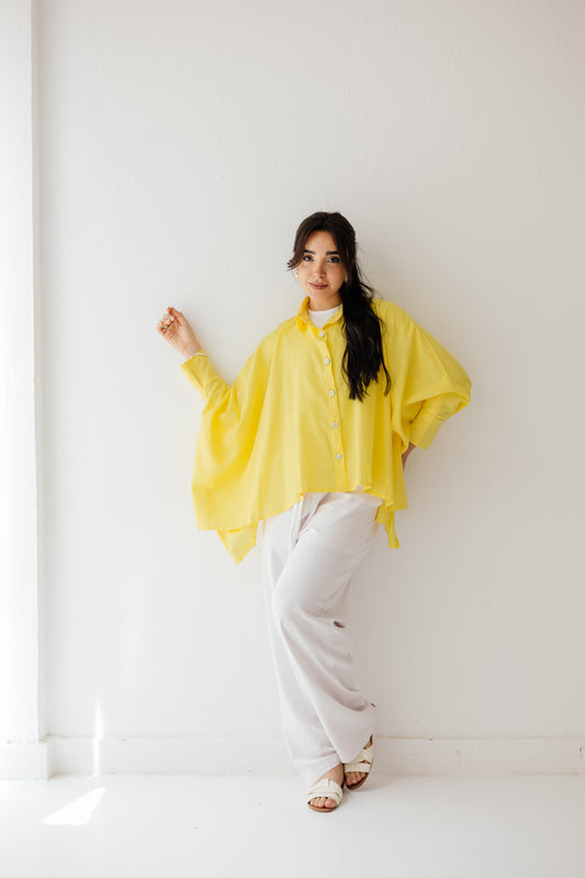 City Diaries Linen Cape in Yellow