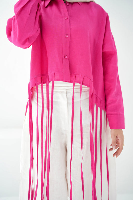 Girl’s Girl Linen Top - Fuchsia