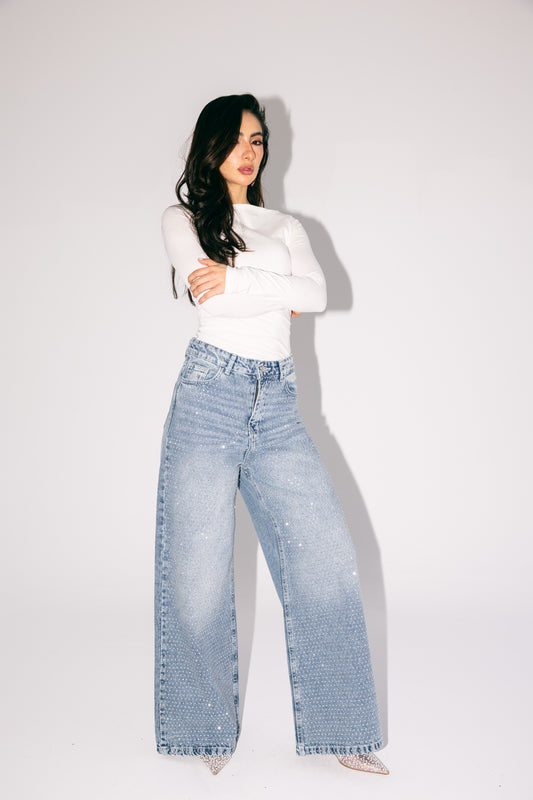 All Eyes On You Denim Pants - Light Blue
