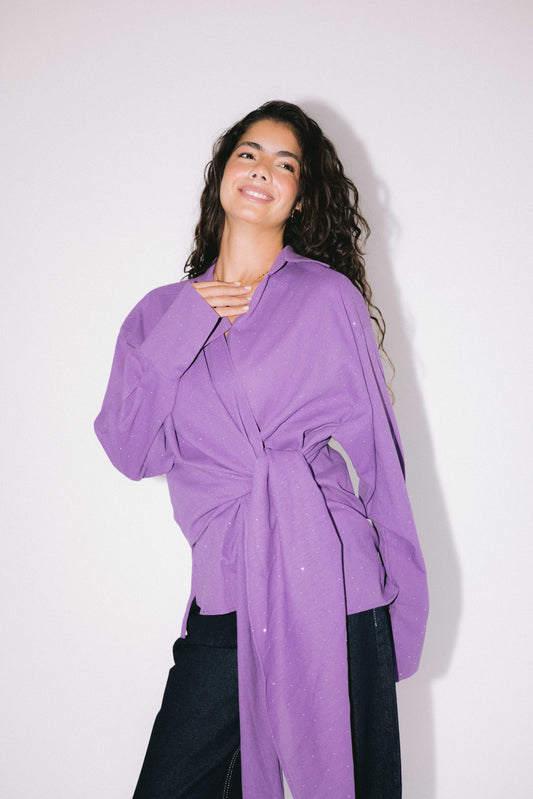 Studded Wrapped In A Dream Top - Purple
