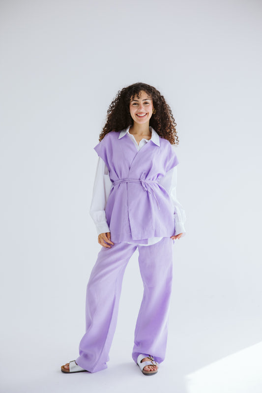 Beach Vibes Linen Pants - Lilac