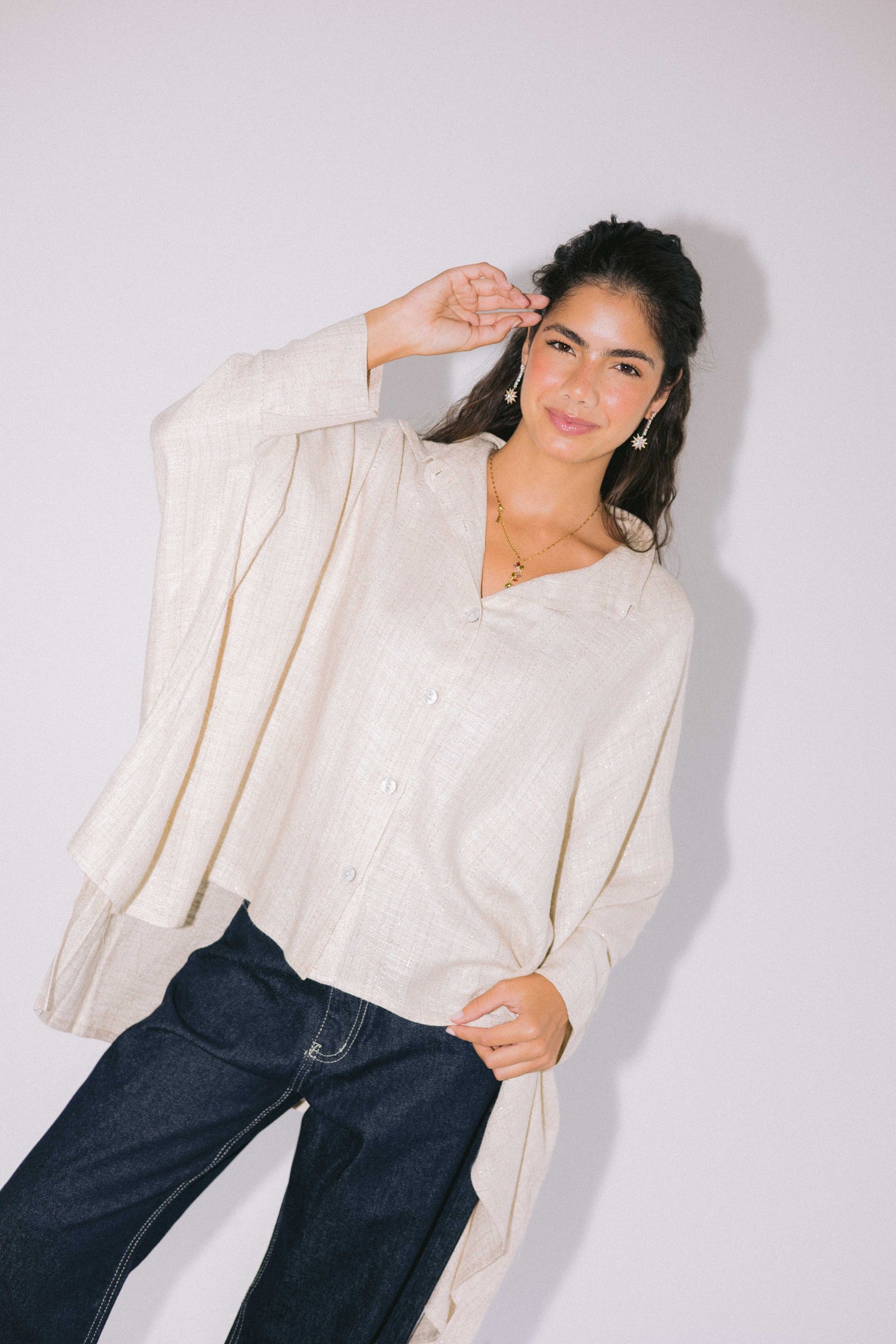 Giving Joy Linen Cape in Beige