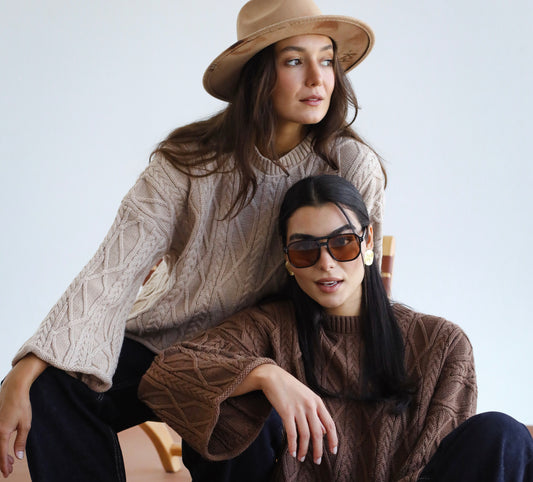 Heartwarming Cable Sweater in Beige