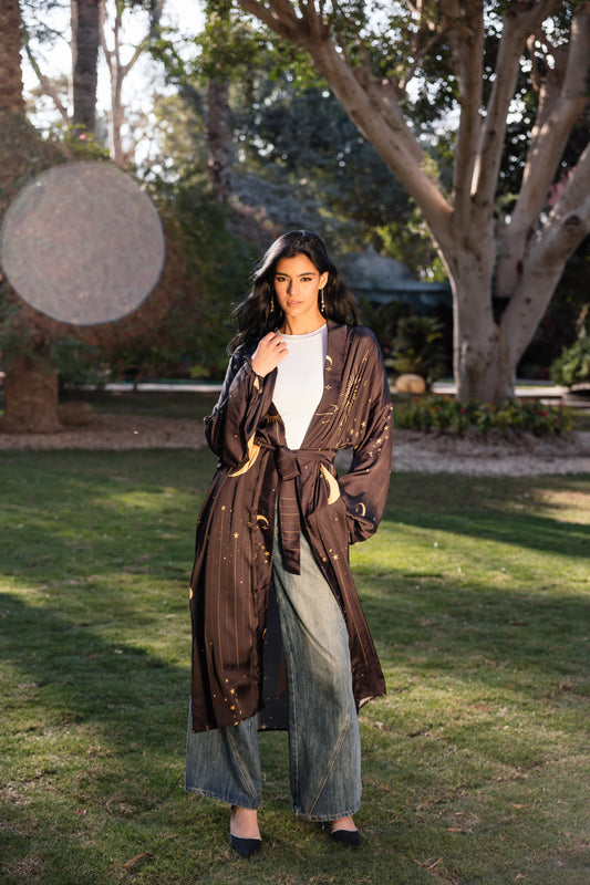 All Stars Satin Kimono in Black