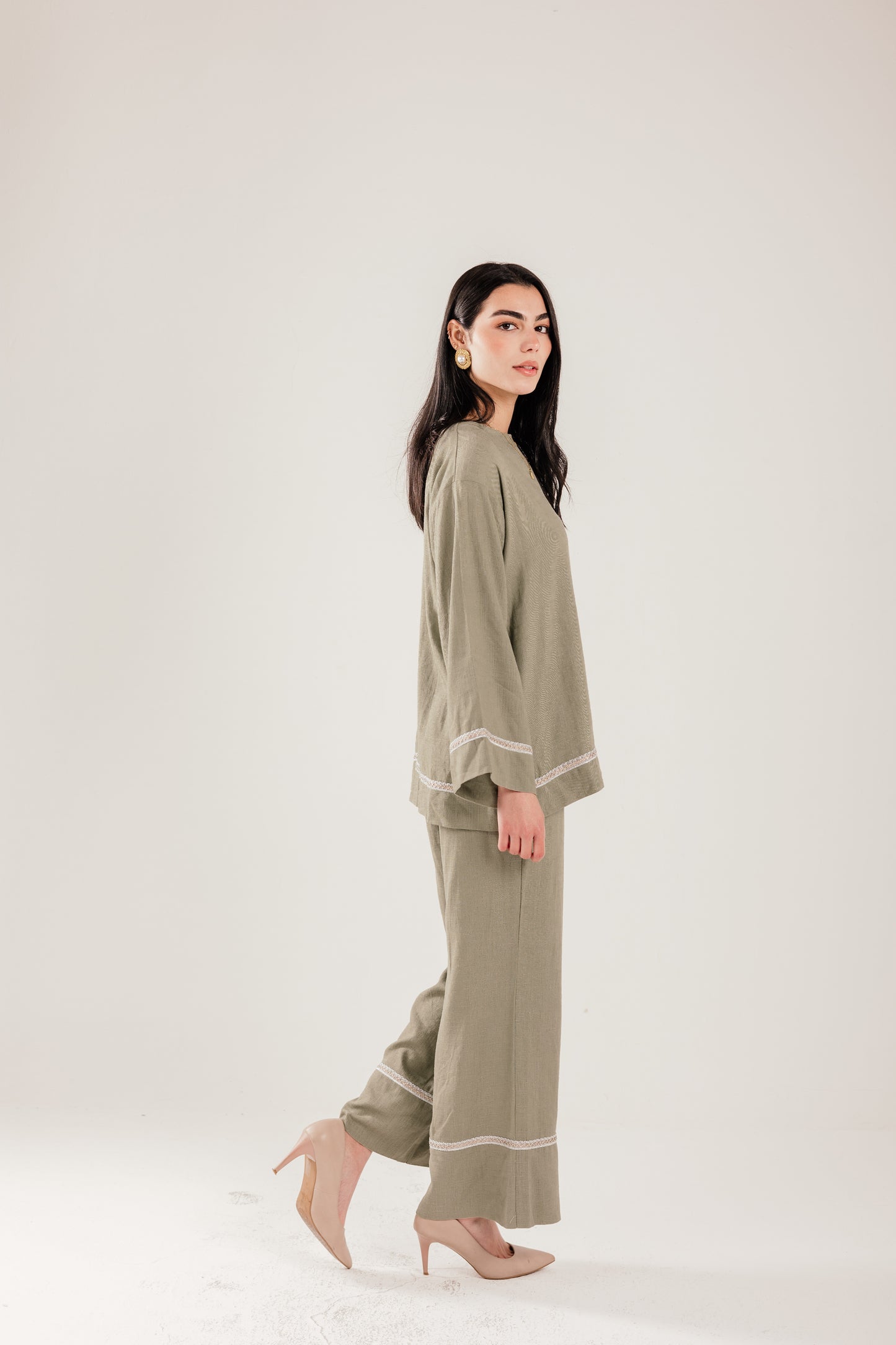Layal Linen Set - Olive