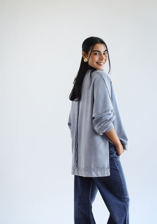 Sweet Escape Sweatshirt - Washed Babyblue