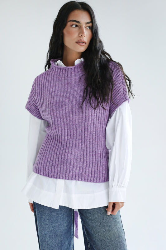 Sun Dazed Knit Vest - Lilac