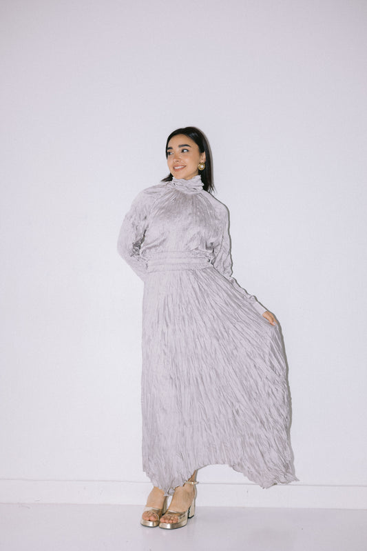 Living The Dream Crushed Dress in Silver