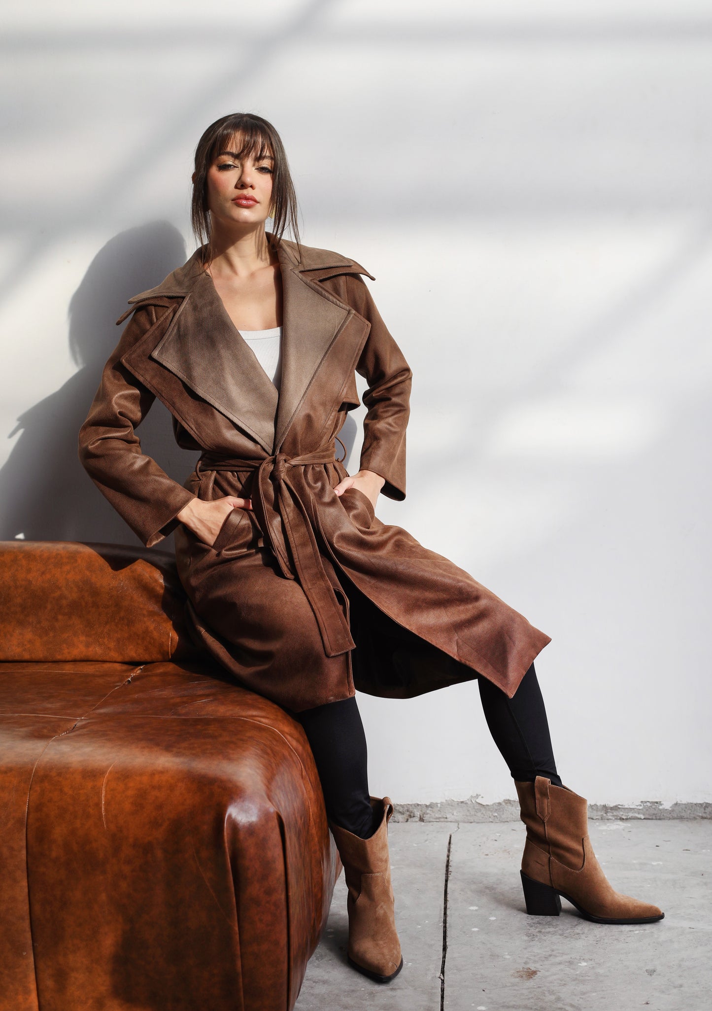 Warmer Winter Suede Coat - Cappuccino Brown