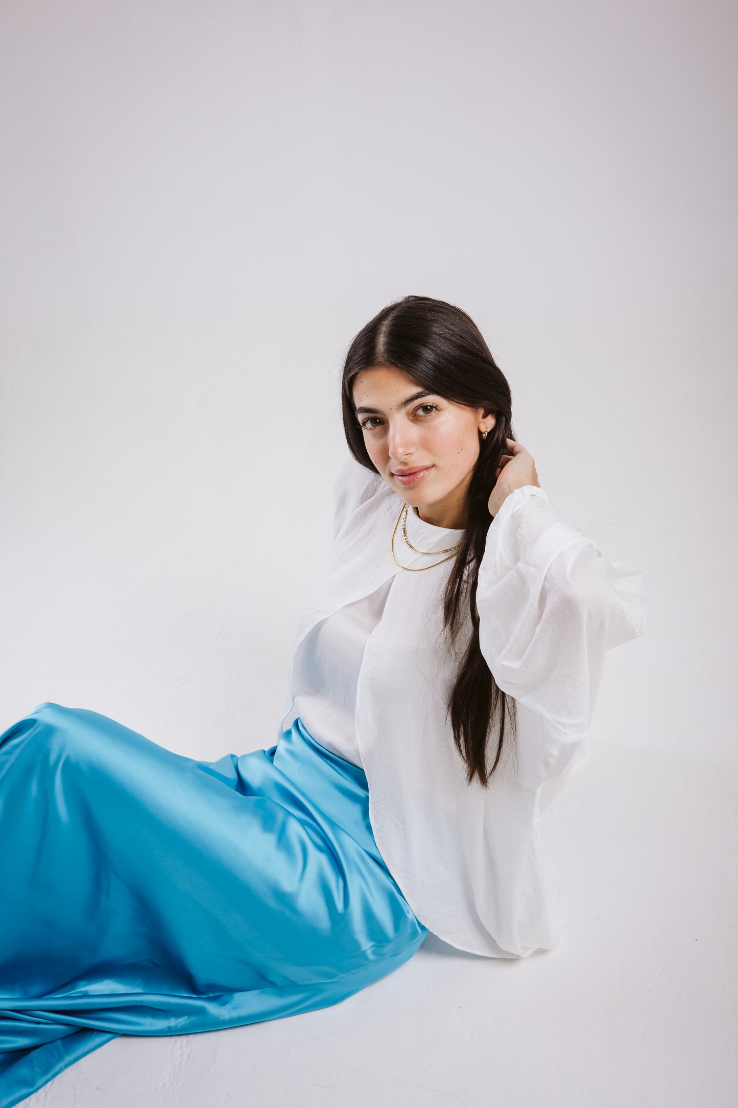 Satin Skirt in Turqoise