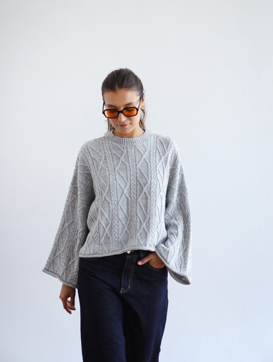 Heartwarming Cable Sweater in Grey