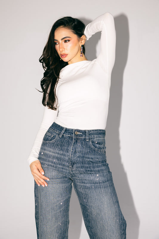 Her Era Denim Pants in Washed Blue