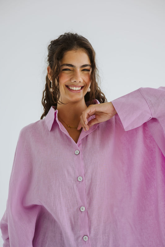 City Diaries Linen Cape in Lilac