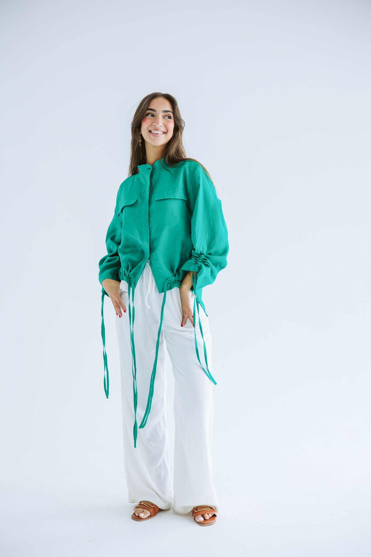 Pretty Fringes Linen Shirt - Green