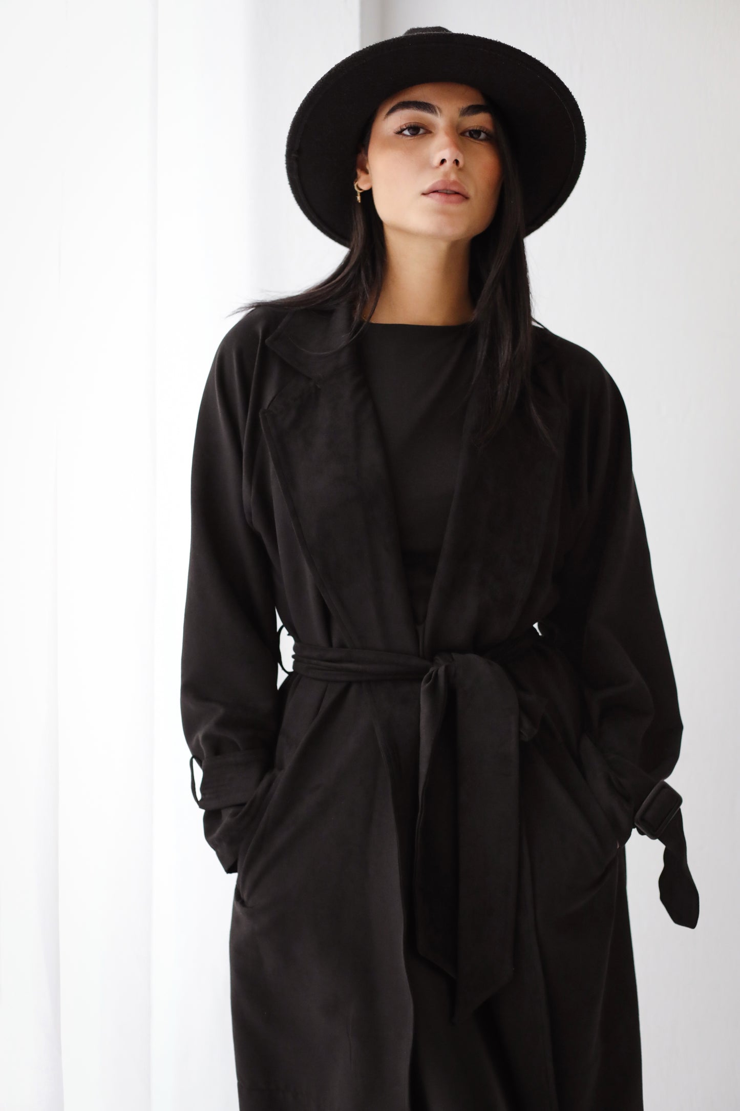 Stunner Suede Coat - Black