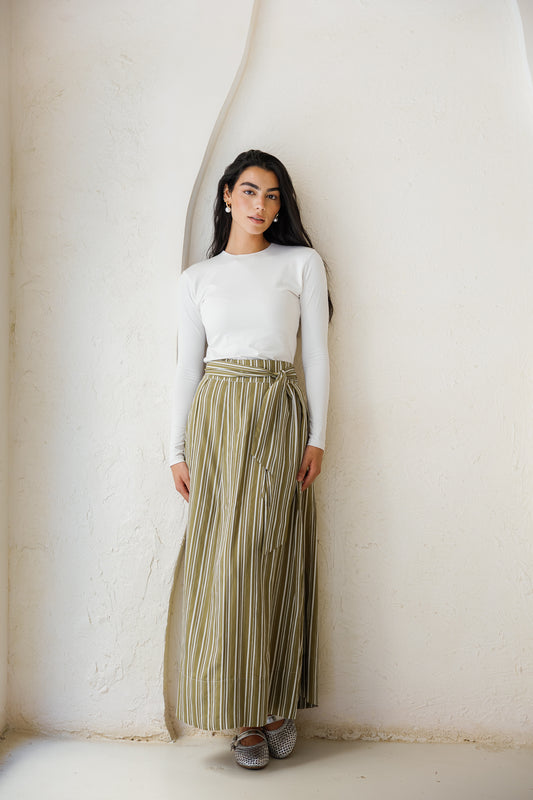 Your Favorite Striped Skirt - Olive