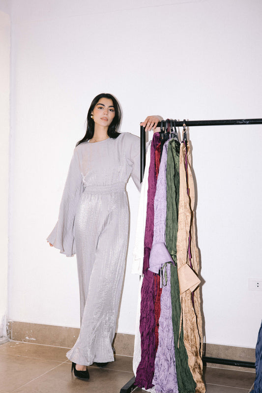 Glimmer Jumpsuit in Silver