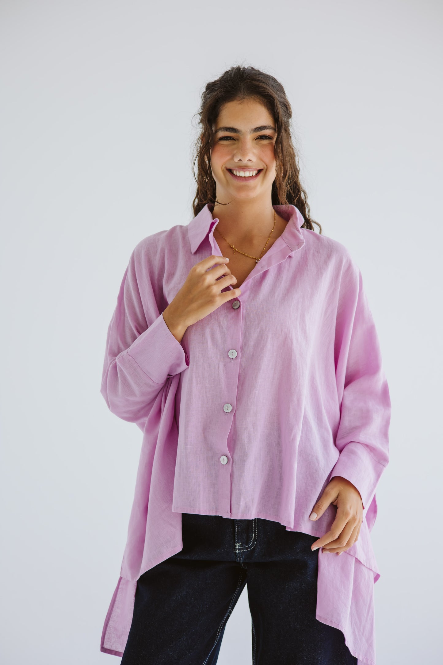 City Diaries Linen Cape in Lilac