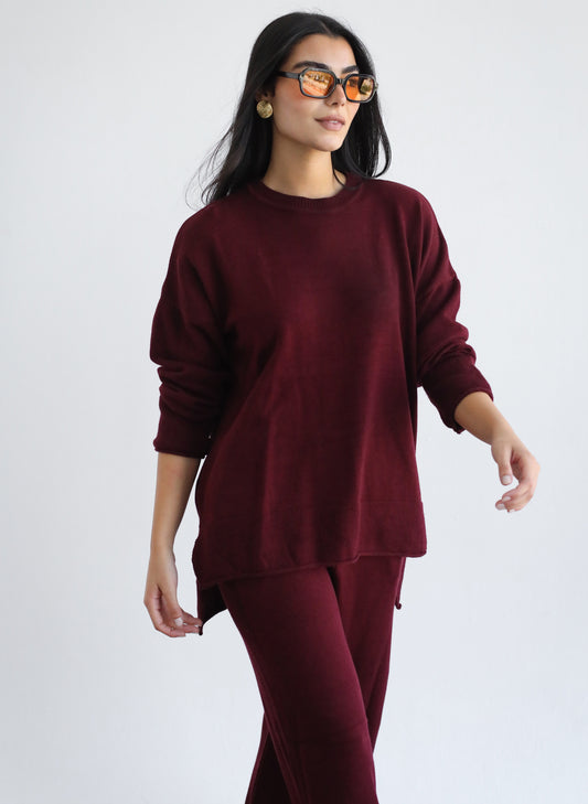Good Feels Knit Set - Burgundy