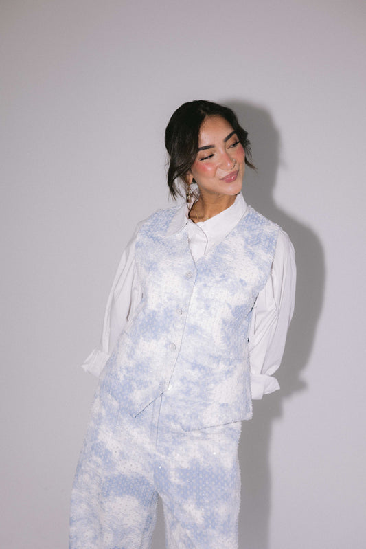 Rising Star Denim Vest in Blue