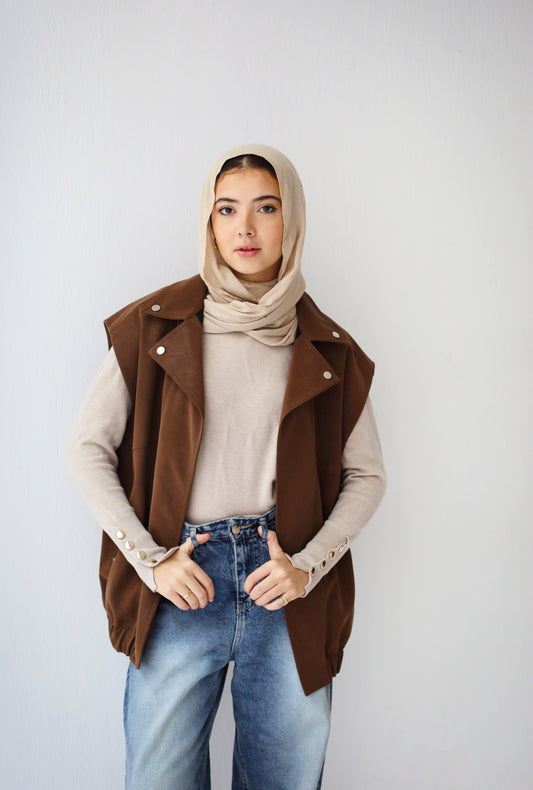 Charmer Faux Leather Vest - Brown