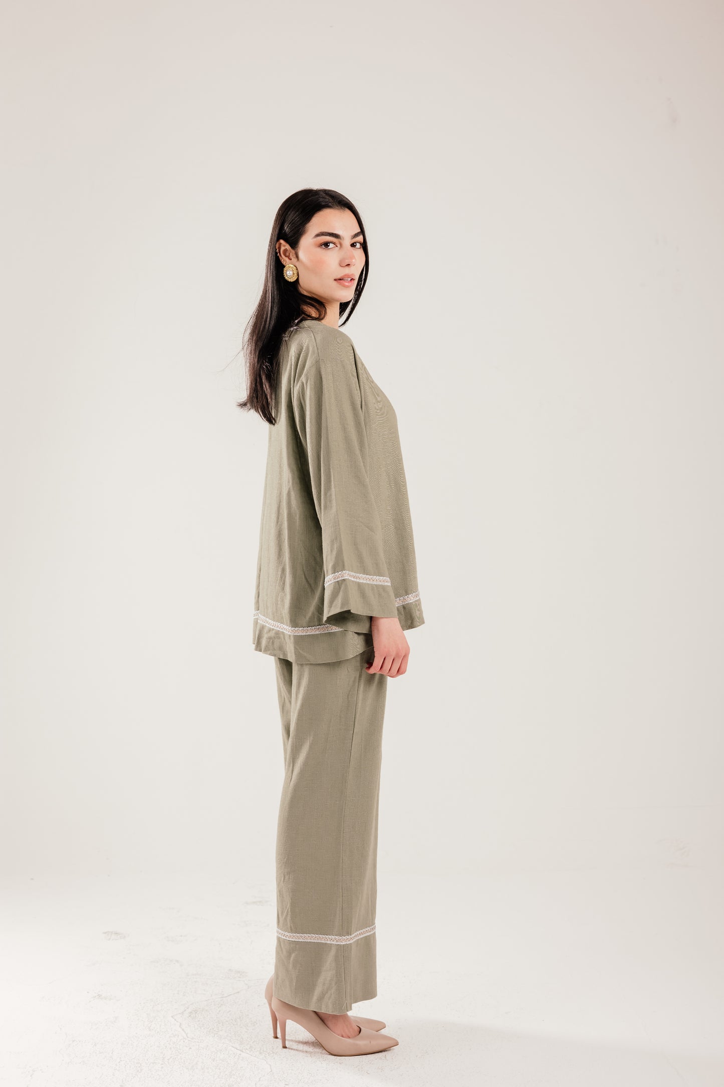 Layal Linen Set - Olive