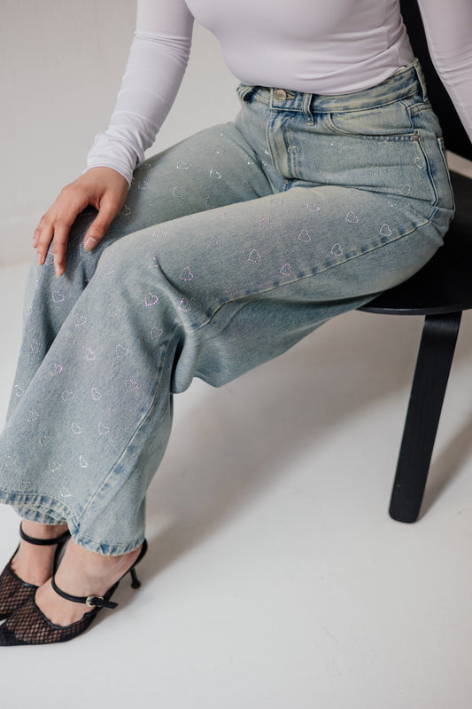 Follow Your Heart Denim Pants in Blue