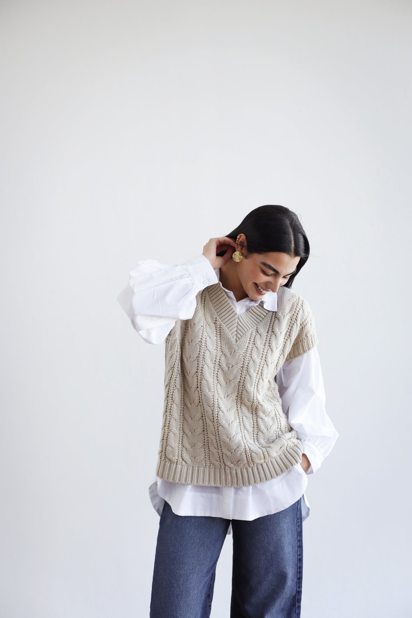 Never Better Knit Vest - Beige