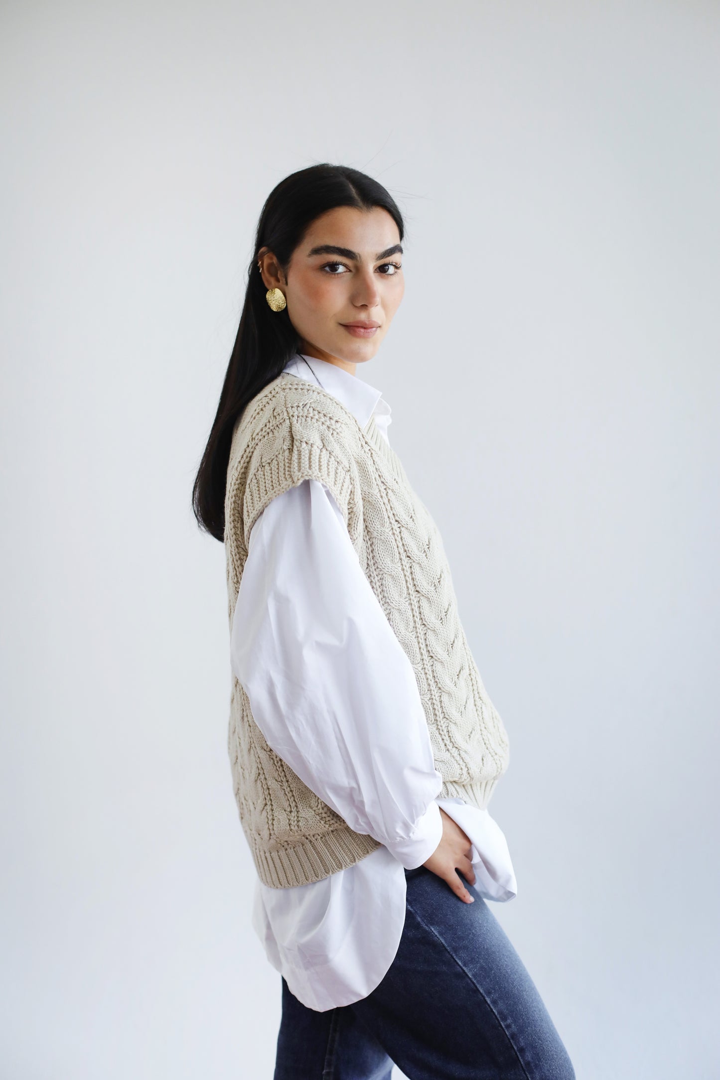 Never Better Knit Vest - Beige
