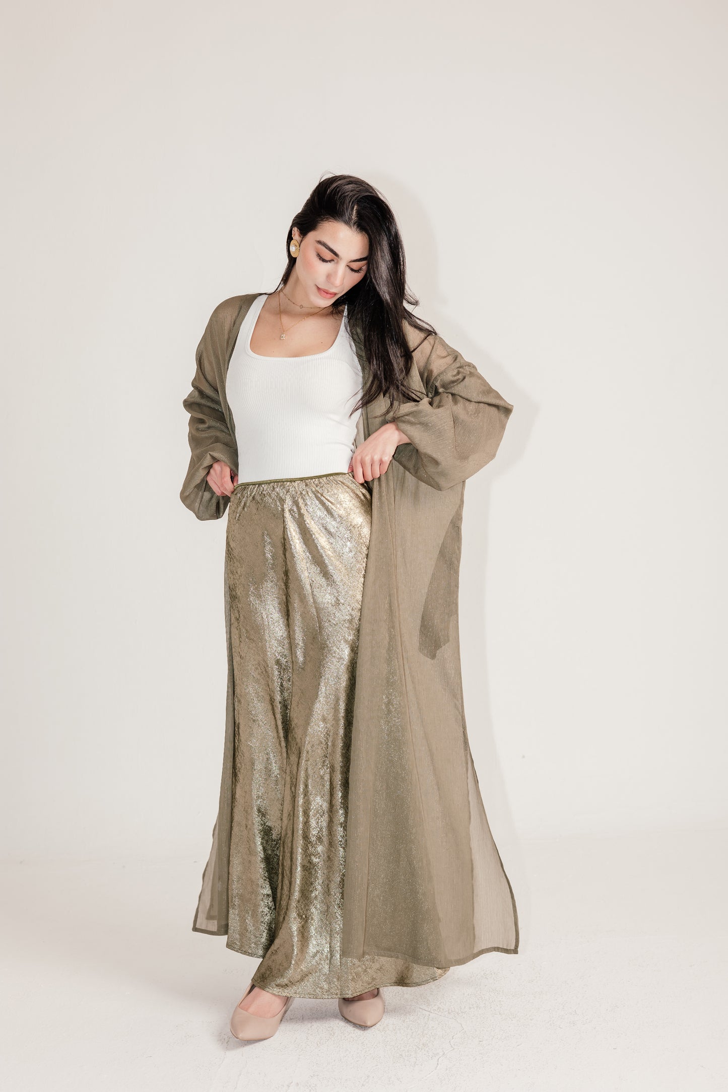 Shimmery Skirt in Olive