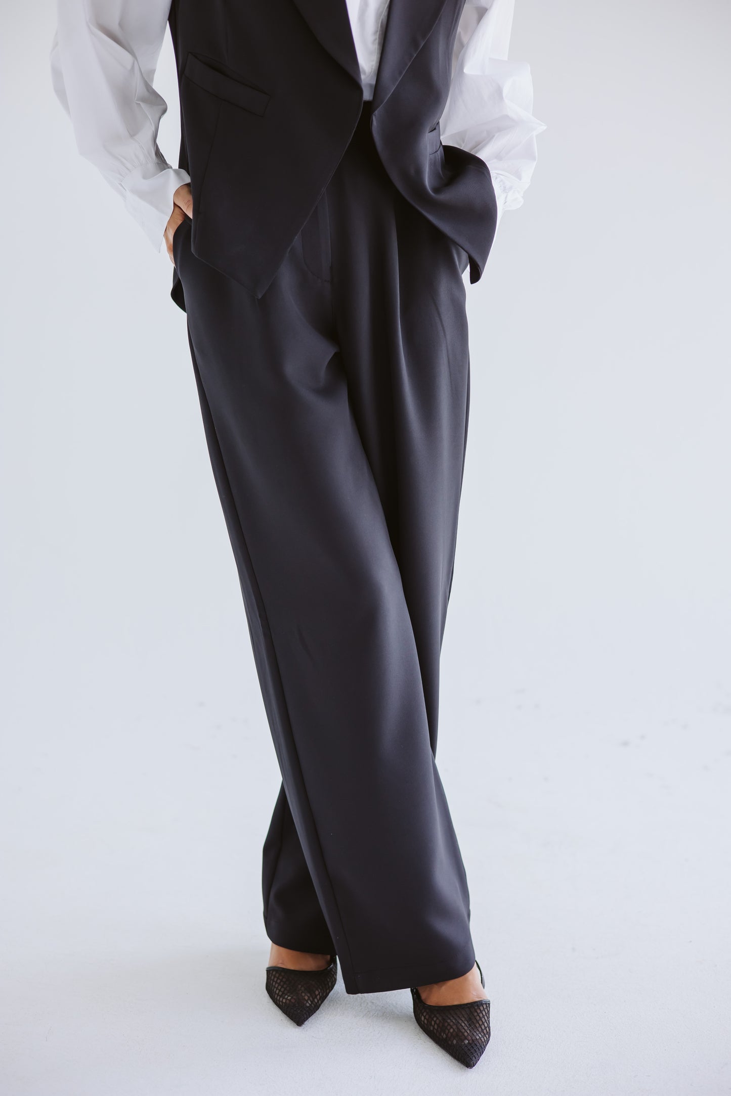 Straight Fit Trousers - Black