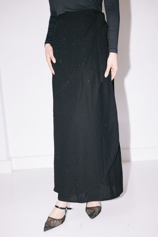 Stardust Wrap Skirt in Black