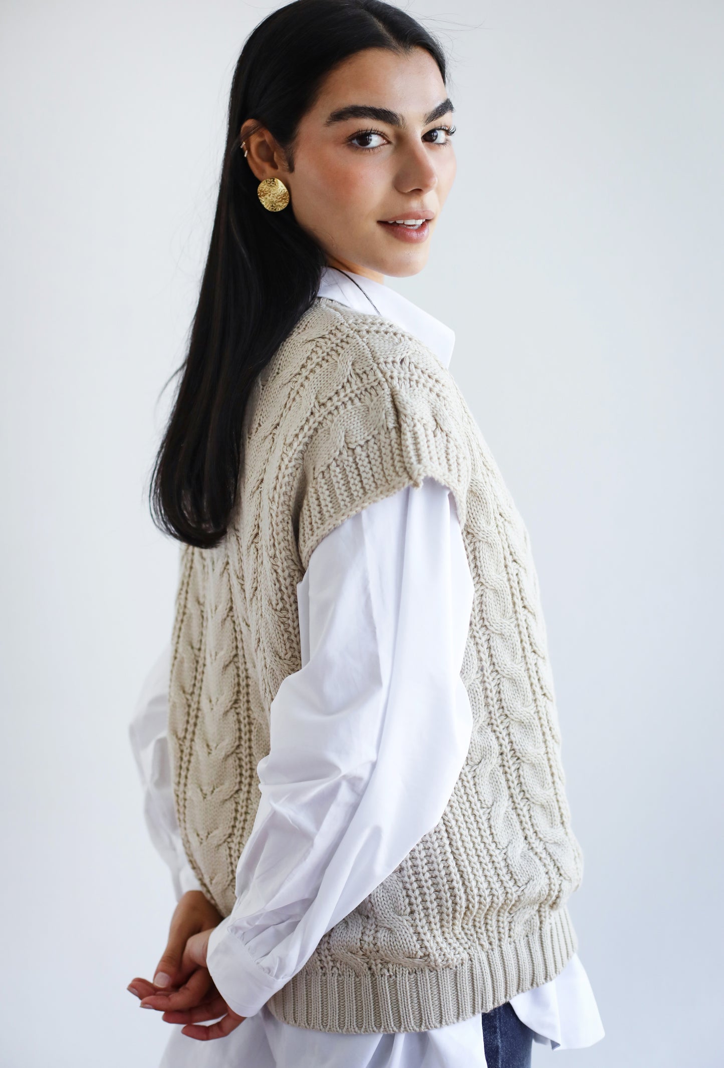 Never Better Knit Vest - Beige