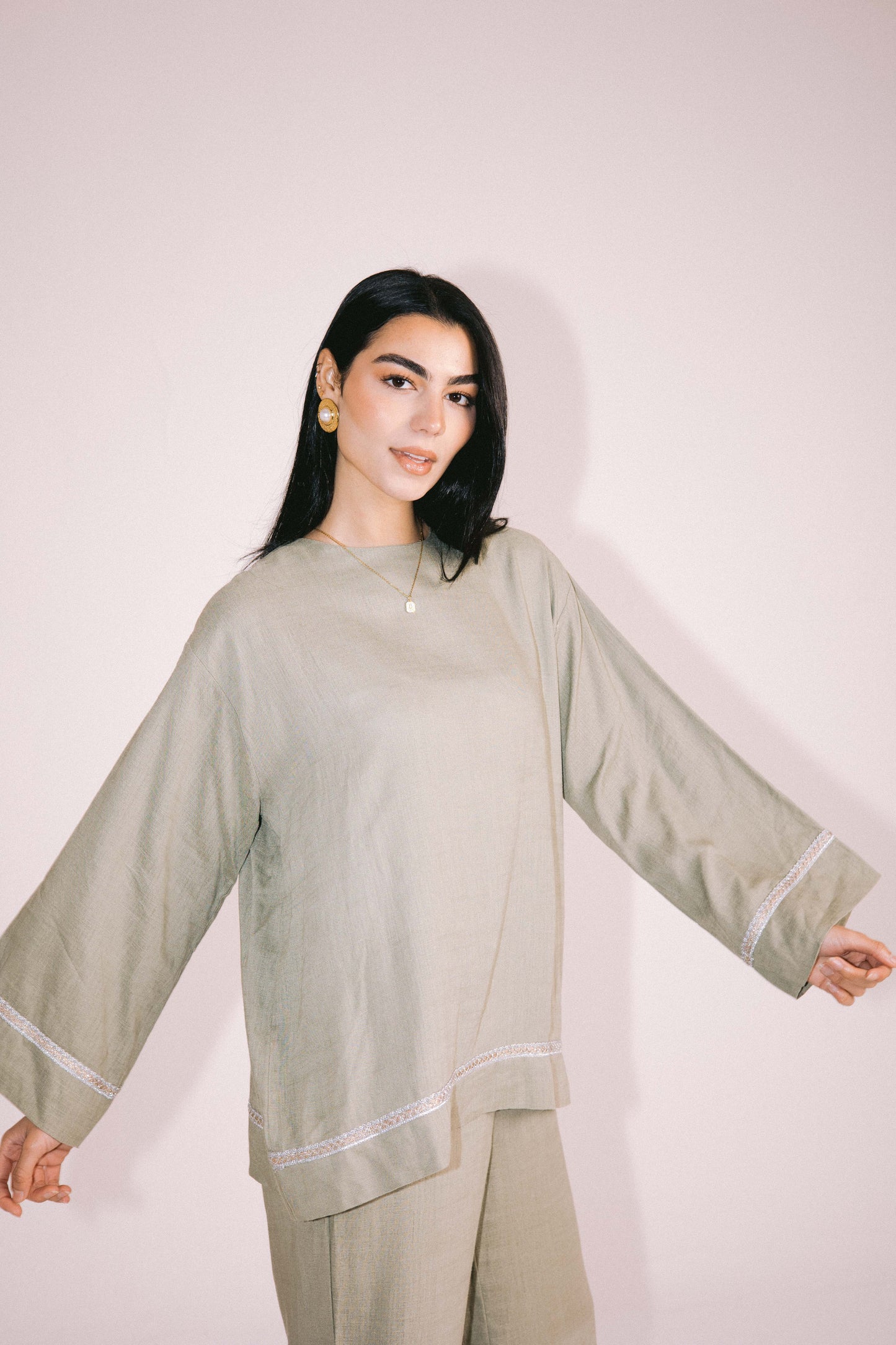 Layal Linen Set - Olive